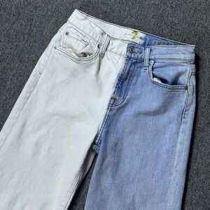 7 FOR ALL MANKIND Cropped Alexa Two Tone Jeans Women's Size 25‎ Wide Leg Raw Hem